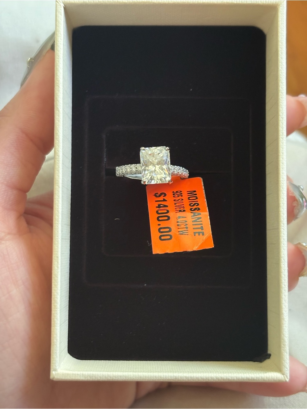 Sterling Silver White Moissanite Halo Engagement Ring